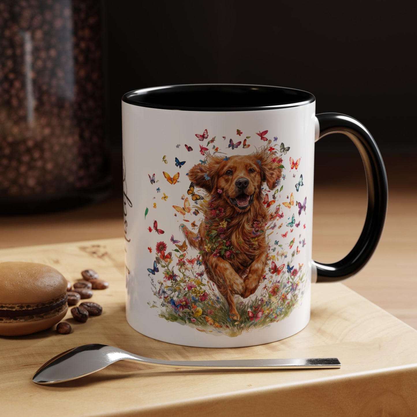 Red Golden Retriever Personalized Accent Mugs, 11oz