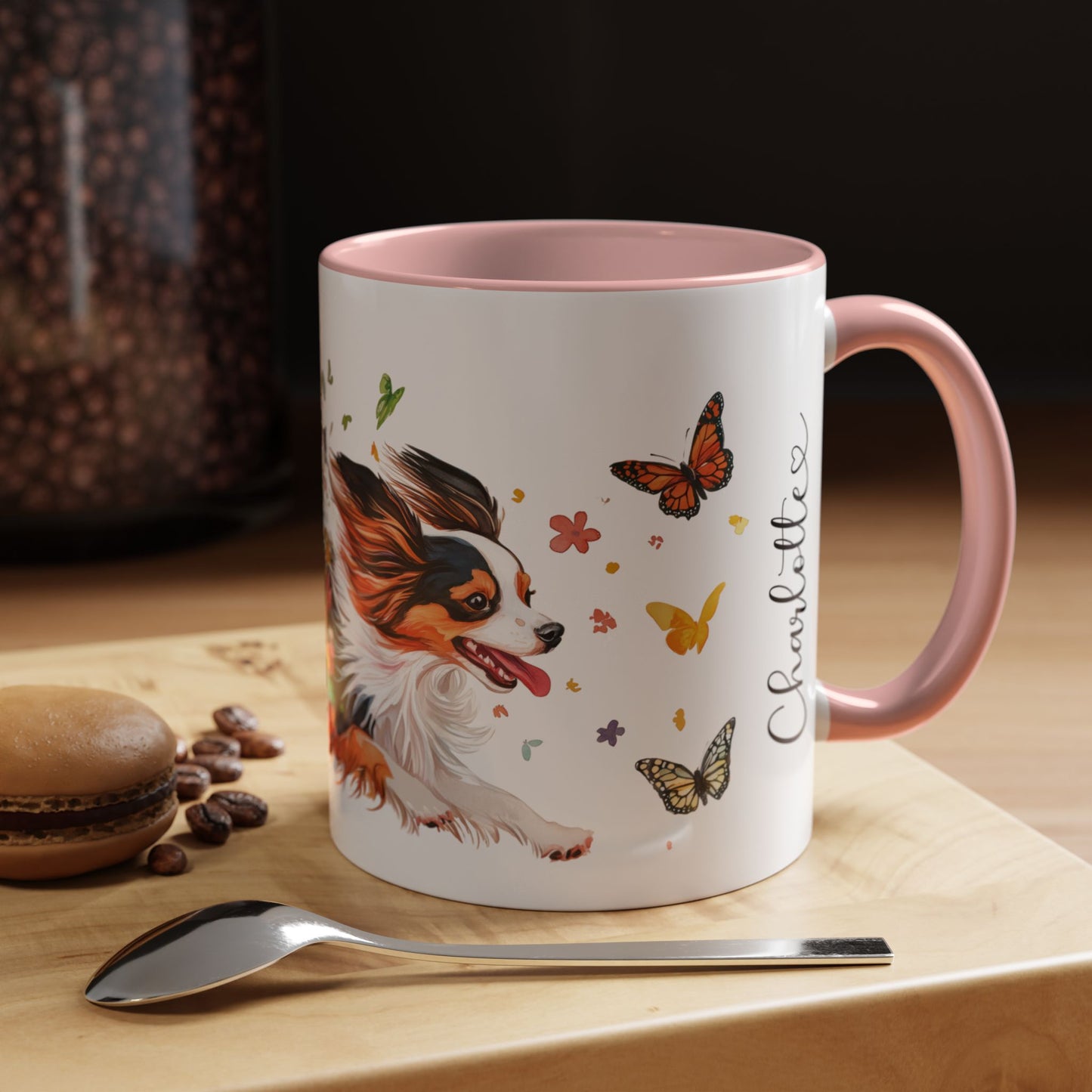 Papillon Personalized Accent Mugs, 11oz