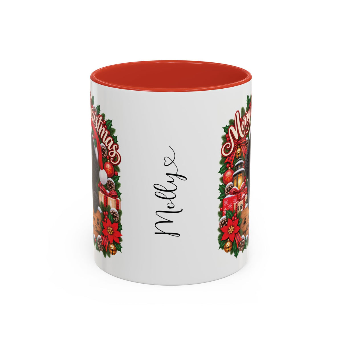 Poodle #2 Merry Christmas, personalised accent colour 11oz mug