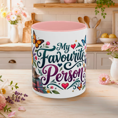 My Favorite Person, 11oz  accent mug (UK spelling)