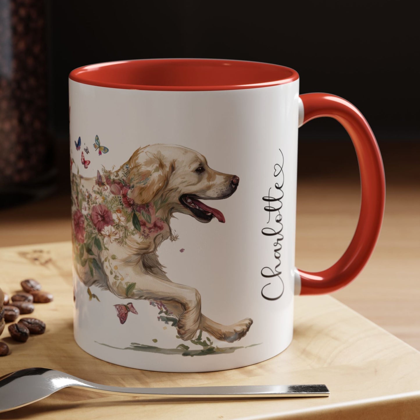 Cream Golden Retriever Personalized Accent Mugs, 11oz