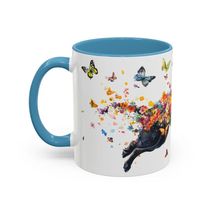 Black Labrador running personalized colourful Mugs, 11oz