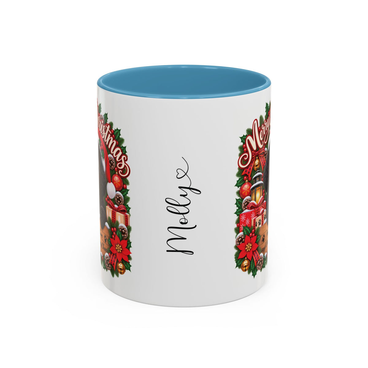 Poodle #2 Merry Christmas, personalised accent colour 11oz mug