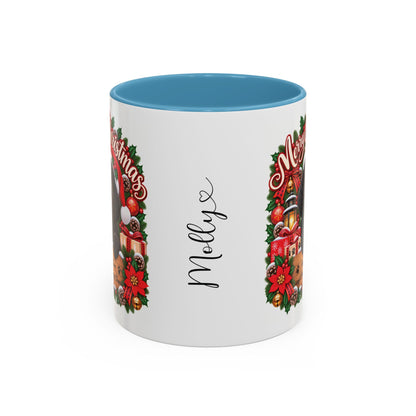 Poodle #2 Merry Christmas, personalised accent colour 11oz mug