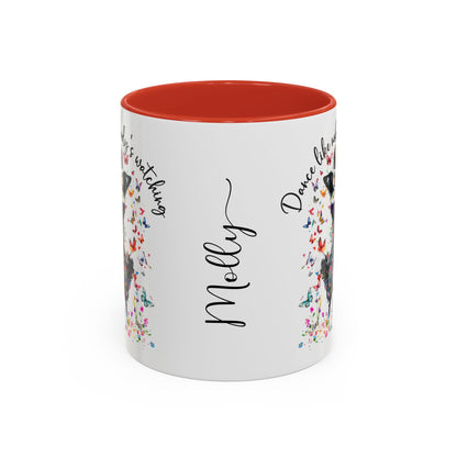 Border Collie "Dance like nobody's watching" personalized colourful Mugs, 11oz