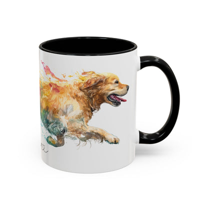 Golden Retriever Paint Colourful Personalised Accent Mugs, 11oz