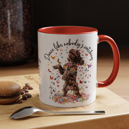 Cockapoo/Cavapoo "Dance like nobody's watching" personalized colourful Mugs, 11oz