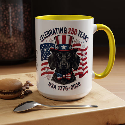 Dachshund #1 - 250th Celebration Personalised  Accent Mugs, 11oz & 15oz
