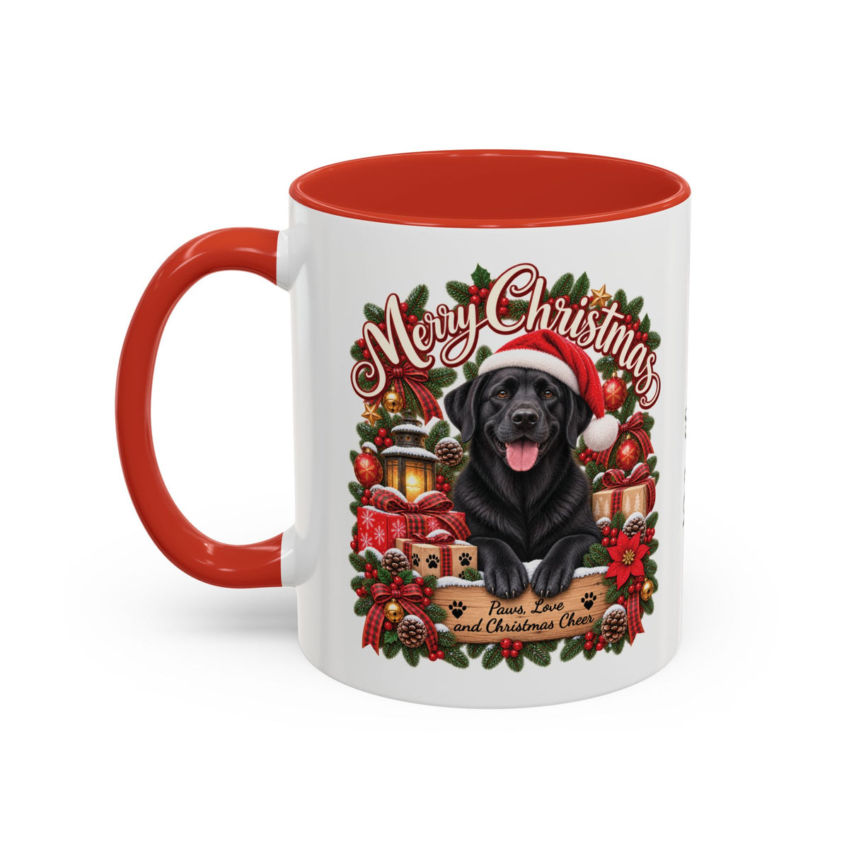 Labrador #4 Merry Christmas, personalised accent colour 11oz mug