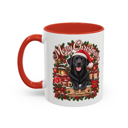 Labrador #4 Merry Christmas, personalised accent colour 11oz mug