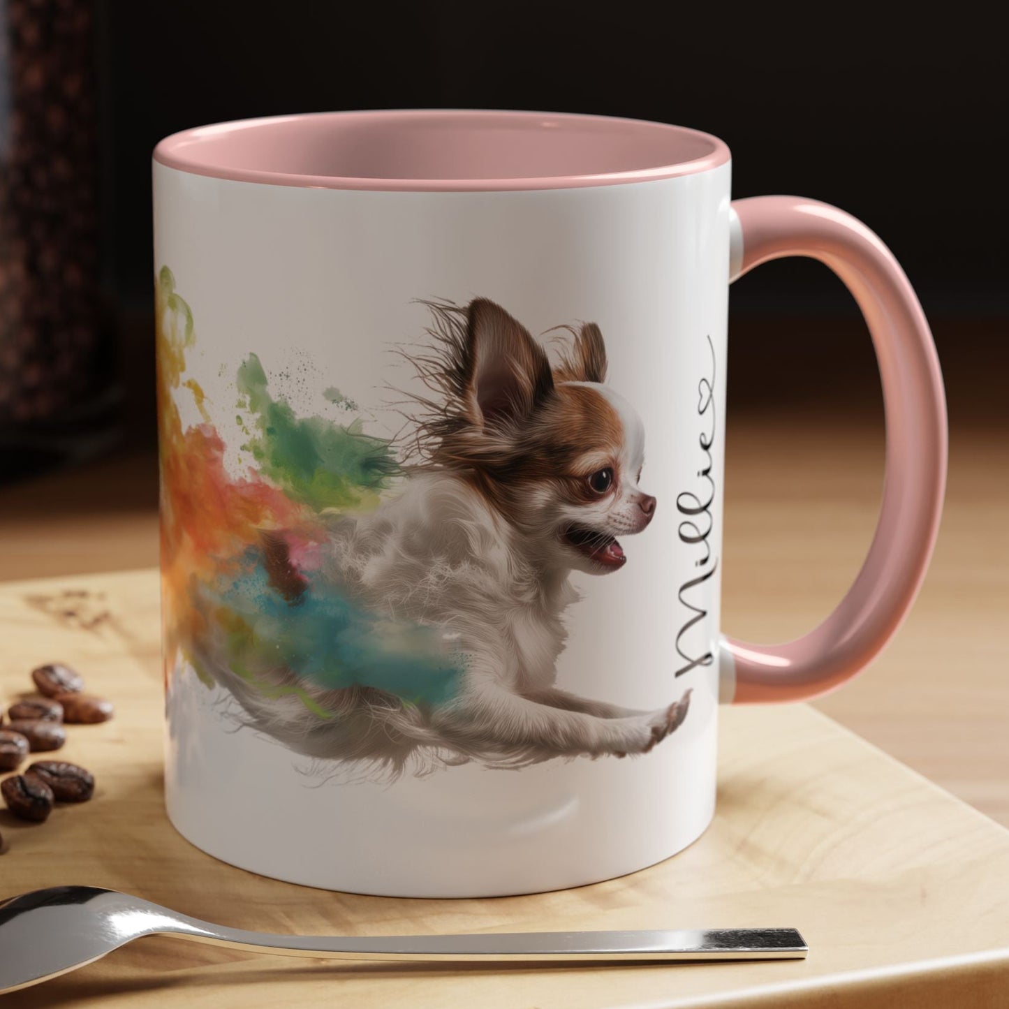 Chihuahua #3 Paint Colourful Personalised Accent Mugs, 11oz