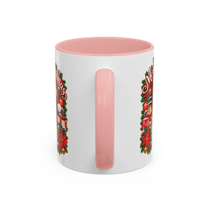Poodle #2 Merry Christmas, personalised accent colour 11oz mug