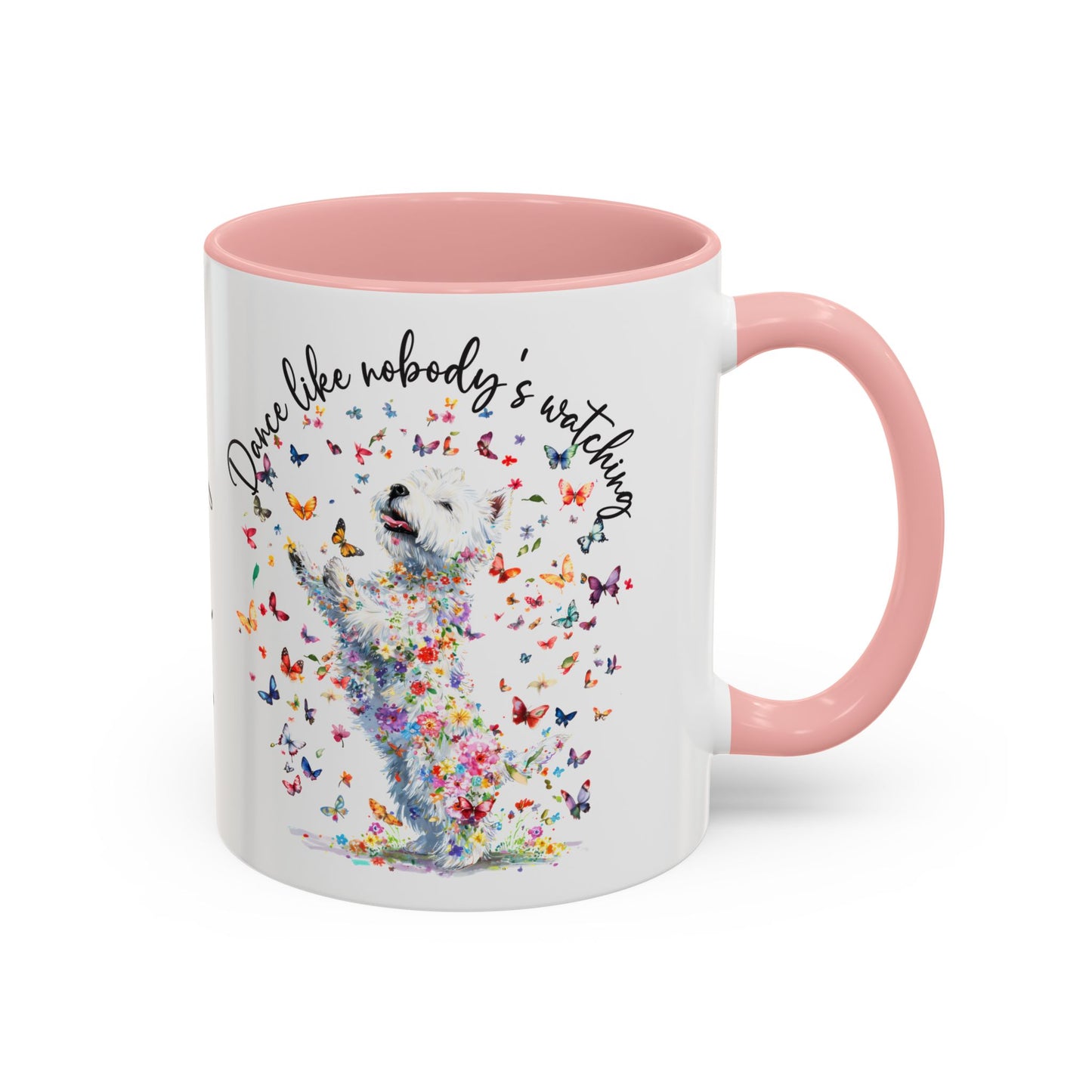 West Highland Terrier "Dance like nobody's watching" personalized colourful Mugs, 11oz