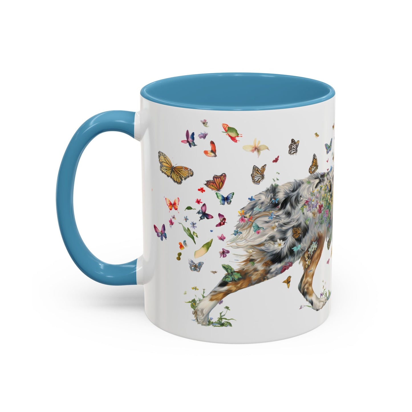 Australian Shepherd (Docked) Blue Merle Personalized Accent Mugs, 11oz