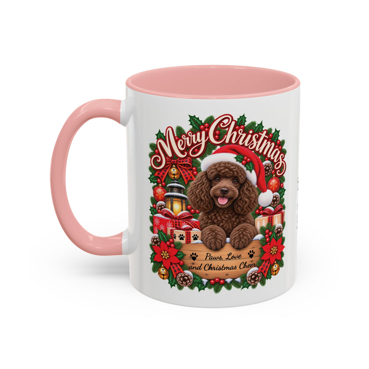 Poodle #2 Merry Christmas, personalised accent colour 11oz mug
