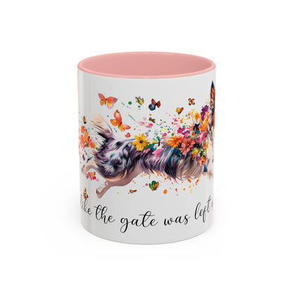 Border Collie #3 “Live like the gate was left open" Accent Mugs, 11oz