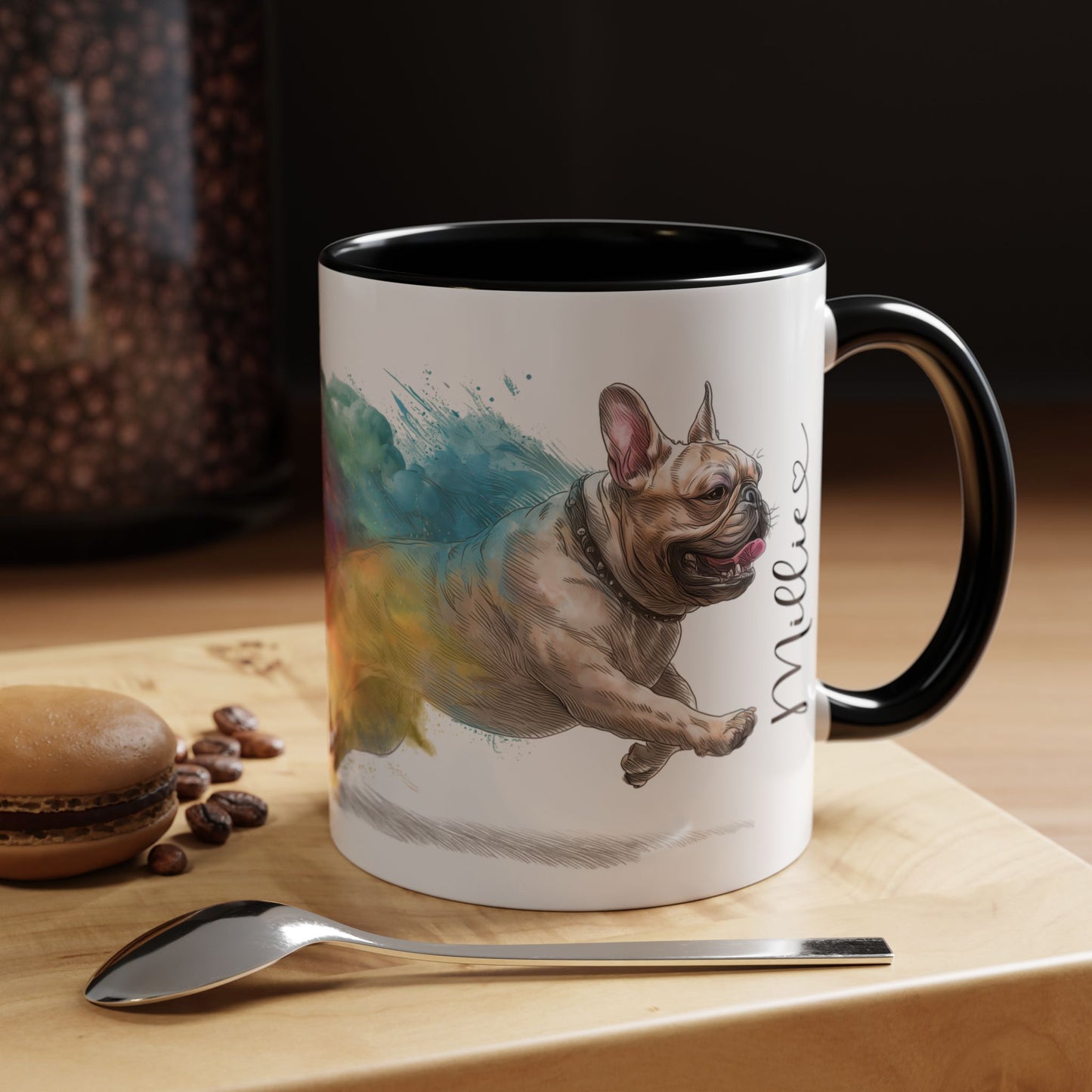 French Bulldog #1 Paint Colourful Personalised Accent Mugs, 11oz