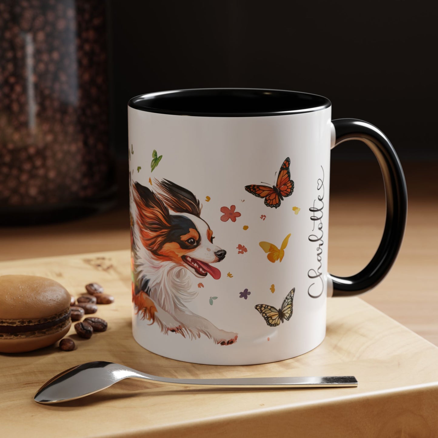 Papillon Personalized Accent Mugs, 11oz