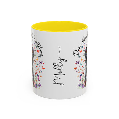Bernese Mountain Dog "Dance like nobody's watching" personalized colourful Mugs, 11oz