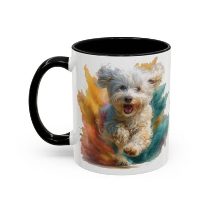 Maltese #2 Paint Colourful Personalised Accent Mugs, 11oz