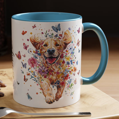 Golden Retriever #3 Personalized Accent Mugs, 11oz
