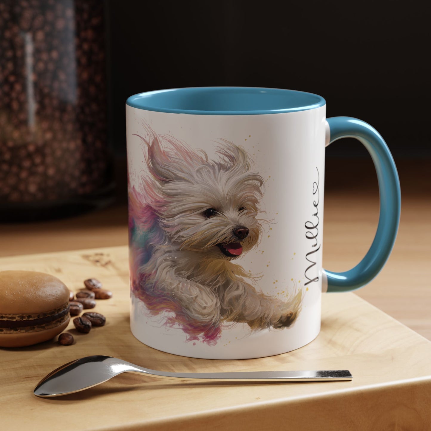 Maltese Paint Colourful Personalised Accent Mugs, 11oz