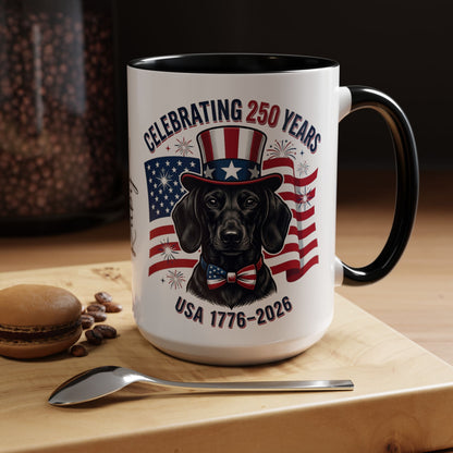 Dachshund #1 - 250th Celebration Personalised  Accent Mugs, 11oz & 15oz
