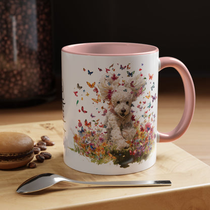 Poodle Butterfly Personalized Accent Mugs, 11oz