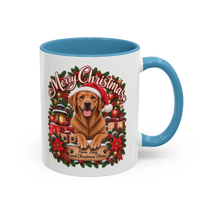 Labrador #4 Merry Christmas, personalised accent colour 11oz mug