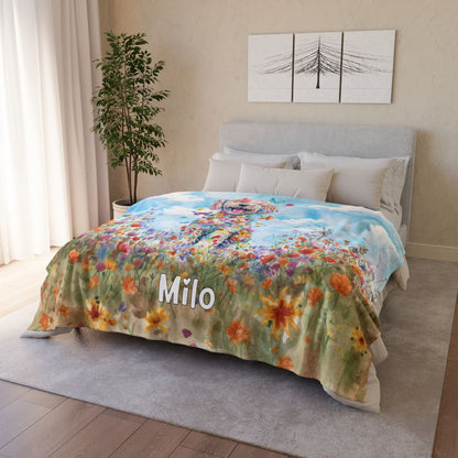 Golden Doodle Meadow Personalised Blanket