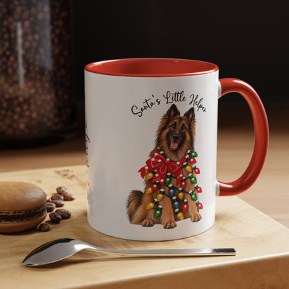 Belgian Tervuren, Santa's little helper, personalised accent colour 11oz mug