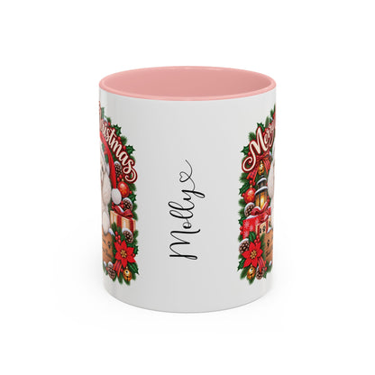 Poodle #4 Merry Christmas, personalised accent colour 11oz mug