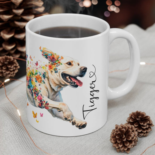 White Labrador Personalized white Mugs, 11oz