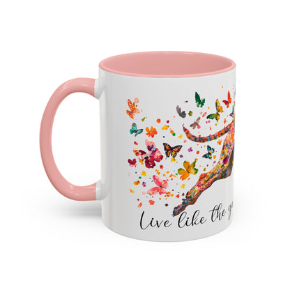 German Short Haired Pointer, Live like the gate was left open, Colorful Accent Mugs, 11oz