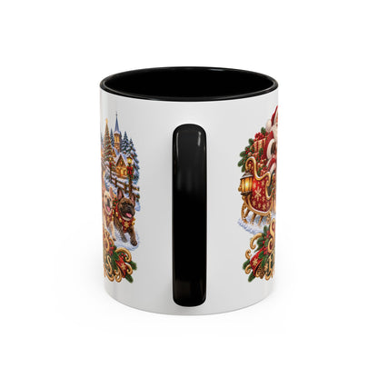 Santa's Frenchies, personalised accent colour 11oz mug