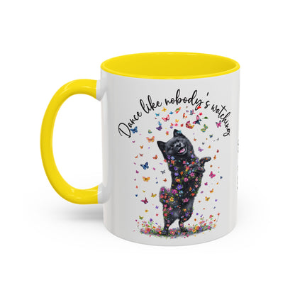 Schipperke "Dance like nobody's watching" personalized colourful Mugs, 11oz