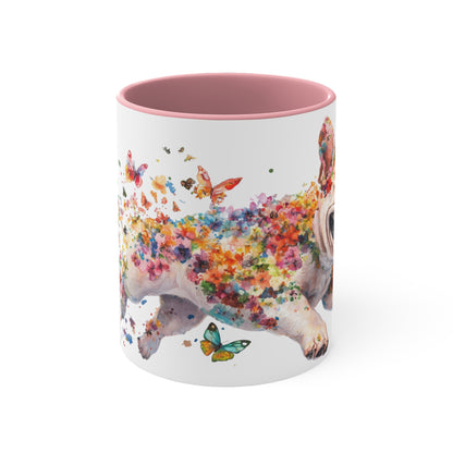 French Bulldog running personalized colourful Mugs, 11oz