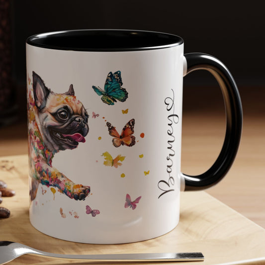 Pug Personalized Accent Mugs, 11oz