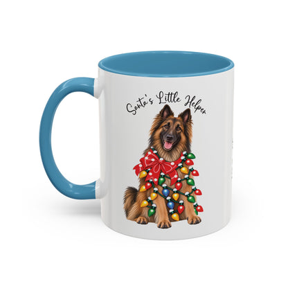 Belgian Tervuren, Santa's little helper, personalised accent colour 11oz mug