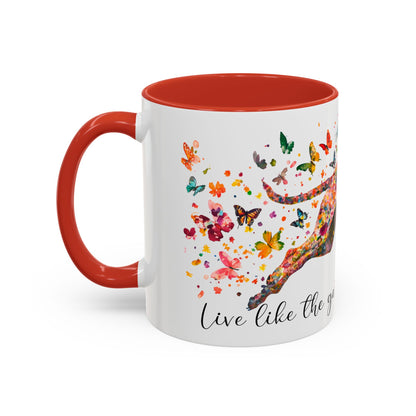 German Short Haired Pointer, Live like the gate was left open, Colorful Accent Mugs, 11oz