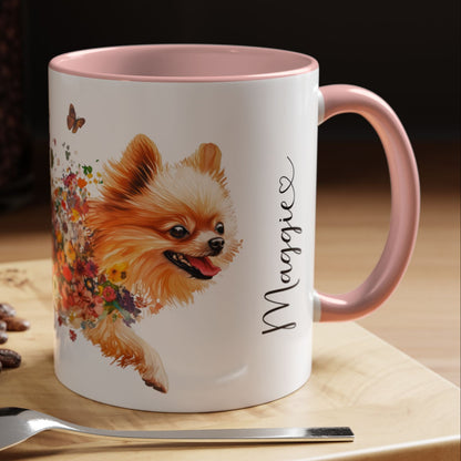 Pomeranian Personalized Colorful Accent Mugs, 11oz