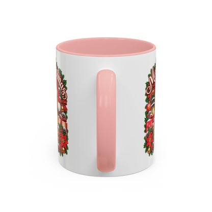 Golden Doodle Merry Christmas, personalised accent colour 11oz mug