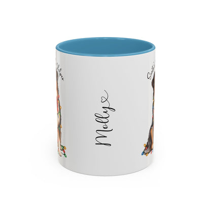 Australian Shepherd #4 Santa's little helper, personalised accent colour 11oz mug