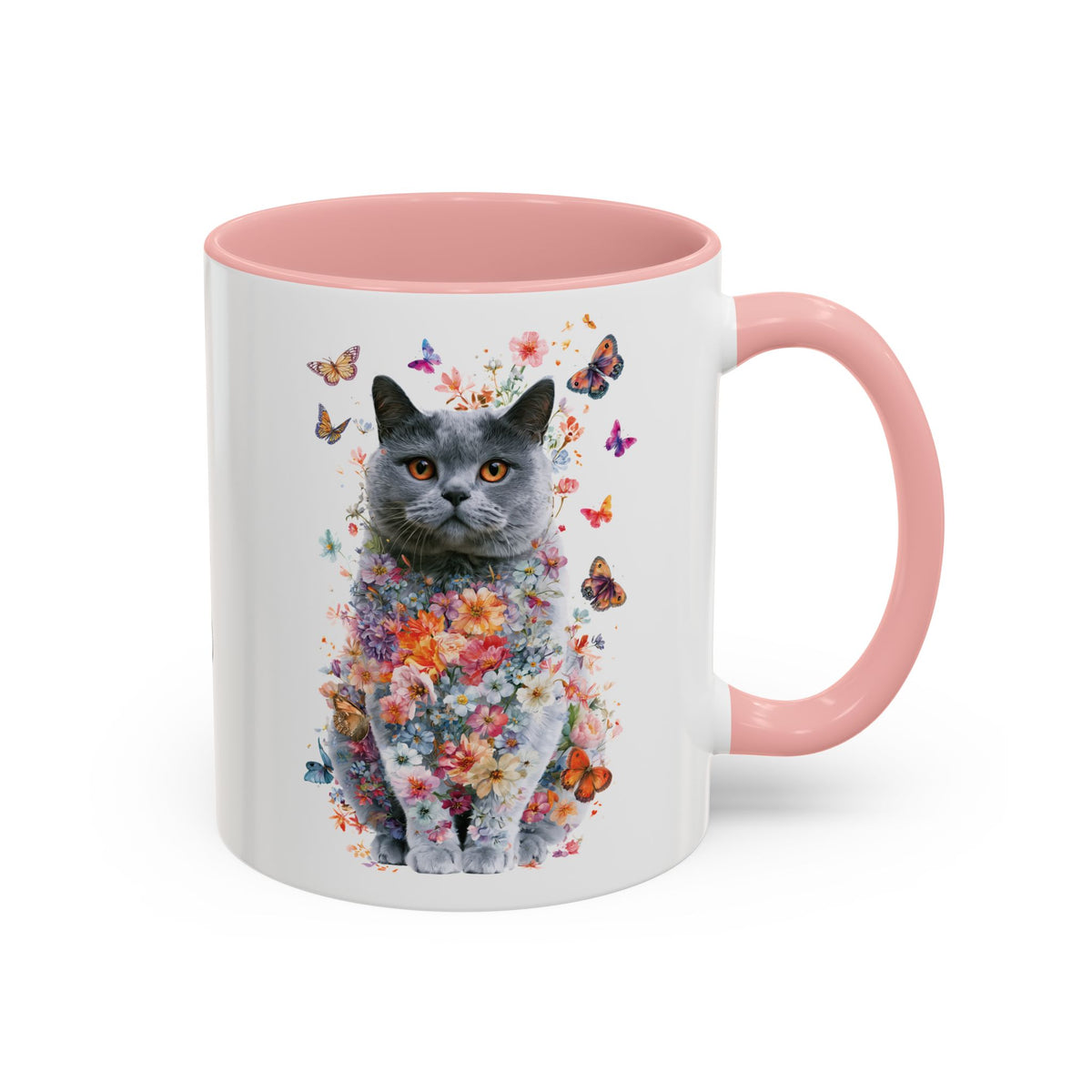 British Blue Cat #2 Personalized Accent Mugs, 11oz