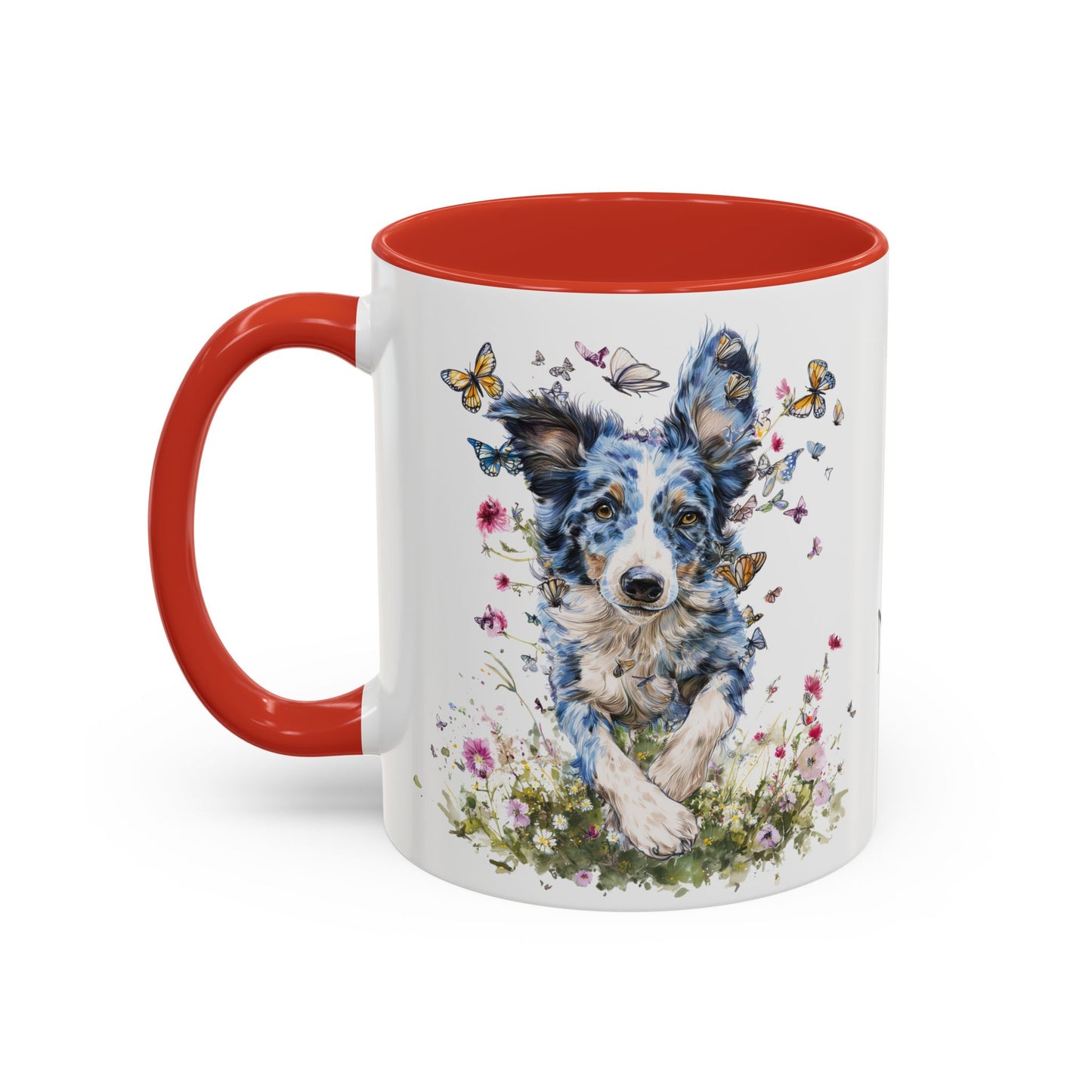 Border Collie #3 Personalized Accent Mugs, 11oz