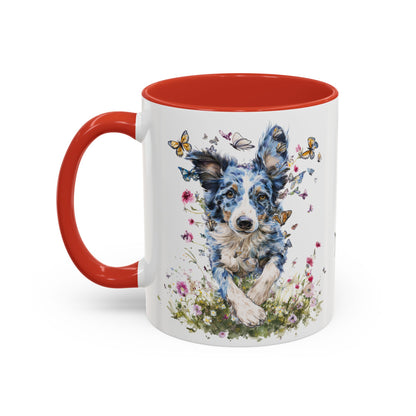 Border Collie #3 Personalized Accent Mugs, 11oz
