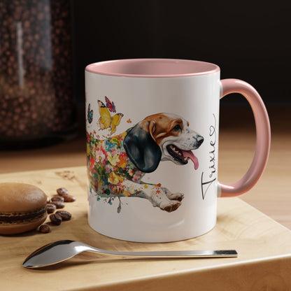 Basset Hound #1 Personalized Accent Mugs, 11oz