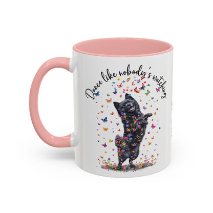 Schipperke "Dance like nobody's watching" personalized colourful Mugs, 11oz