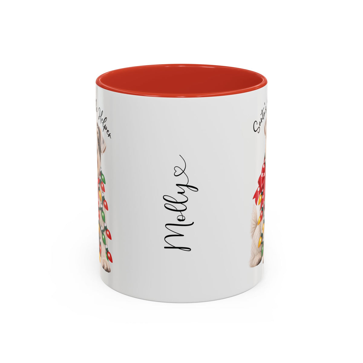 Sealyham Terrier, Santa's little helper, personalised accent colour 11oz mug