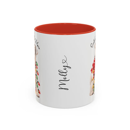 Sealyham Terrier, Santa's little helper, personalised accent colour 11oz mug
